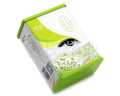 明目菊花茶鐵盒子包裝,花草茶馬口鐵盒,獨(dú)特浮雕激凸工藝,用精湛的工藝彰顯麥?zhǔn)瞎迾I(yè)12年定制包裝的傳承歷史,材質(zhì)有0.23mm鍍錫馬口鐵,真材實(shí)料,相比紙質(zhì)、三片罐，新穎包裝更高檔次